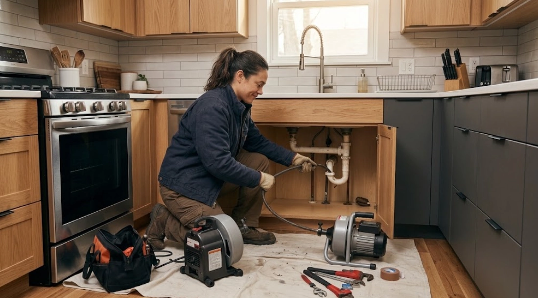 Professional kitchen sink drain cleaning and motorized mechanical snaking in Co-op City Bronx